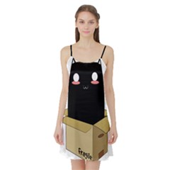 Black Cat In A Box Satin Night Slip