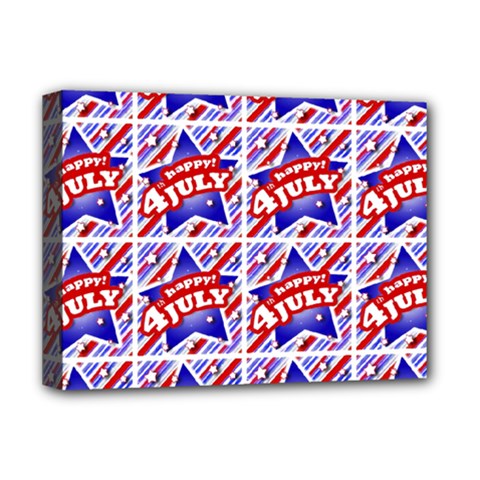 Happy 4th Of July Theme Pattern Deluxe Canvas 16  X 12   by dflcprints