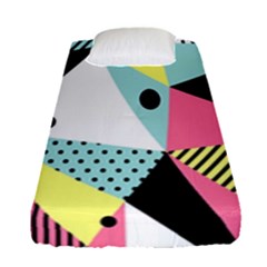 Geometric Polka Triangle Dots Line Fitted Sheet (single Size) by Mariart