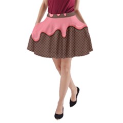 Ice Cream Pink Choholate Plaid Chevron A-line Pocket Skirt