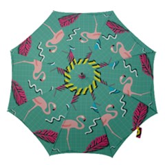 Behance Feelings Beauty Flamingo Bird Still Life Leaf Green Pink Red Hook Handle Umbrellas (small) by Mariart