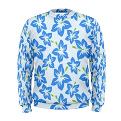 Hibiscus Flowers Seamless Blue Men s Sweatshirt by Mariart