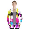 Colorful blurry paint strokes                   Women s Open Front Pockets Cardigan View1