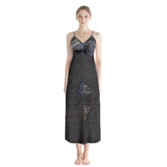 World Map Button Up Chiffon Maxi Dress