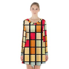 Mozaico Colors Glass Church Color Long Sleeve Velvet V-neck Dress