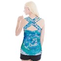 Blue watercolors circle                         Criss cross Back Tank Top View2