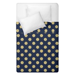 Navy/gold Polka Dots Duvet Cover Double Side (single Size) by Colorfulart23