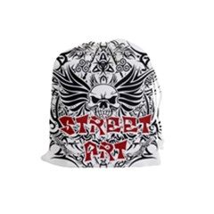 Tattoo Tribal Street Art Drawstring Pouches (large)  by Valentinaart