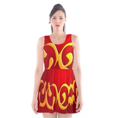 Easter Decorative Red Egg Scoop Neck Skater Dress