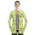 Flowers on a green background                      Women s Open Front Pockets Cardigan View1