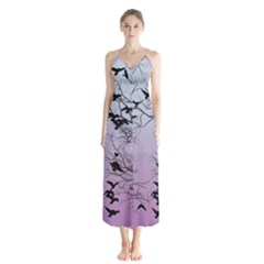 Crow Flock  Button Up Chiffon Maxi Dress