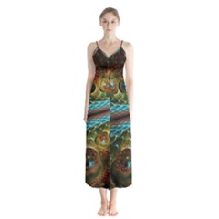 Fractal Snake Skin Button Up Chiffon Maxi Dress