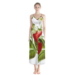 Food Fruit Leaf Leafy Leaves Button Up Chiffon Maxi Dress