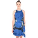 Motorsport  Halter Collar Waist Tie Chiffon Dress View1