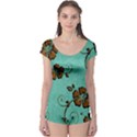 Chocolate Background Floral Pattern Boyleg Leotard  View1