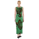 Chocolate Background Floral Pattern Fitted Maxi Dress View2
