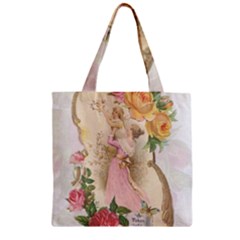Vintage Floral Illustration Zipper Grocery Tote Bag by paulaoliveiradesign