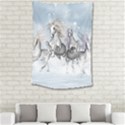 Awesome Running Horses In The Snow Small Tapestry View2