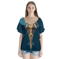 Planetary Resources Exploration Asteroid Mining Social Ship V-neck Flutter Sleeve Top by Mariart