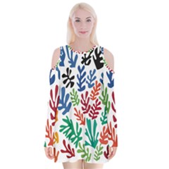 The Wreath Matisse Beauty Rainbow Color Sea Beach Velvet Long Sleeve Shoulder Cutout Dress