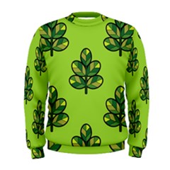 Seamless Background Green Leaves Black Outline Men s Sweatshirt by Mariart