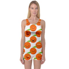 Seamless Background Orange Emotions Illustration Face Smile  Mask Fruits One Piece Boyleg Swimsuit by Mariart
