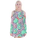 Donuts pattern Velvet Long Sleeve Shoulder Cutout Dress View1