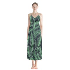 Coconut Leaves Summer Green Button Up Chiffon Maxi Dress by Mariart