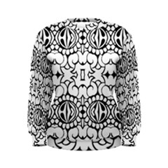 Psychedelic Pattern Flower Crown Black Flower Women s Sweatshirt by Mariart