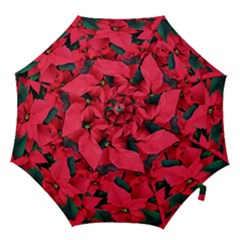 Red Poinsettia Flower Hook Handle Umbrellas (large) by Mariart