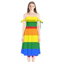 Pride Flag Shoulder Tie Bardot Midi Dress by Valentinaart