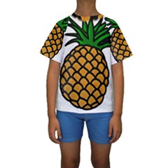 Pineapple Fruite Yellow Green Orange Kids  Short Sleeve Swimwear by Mariart