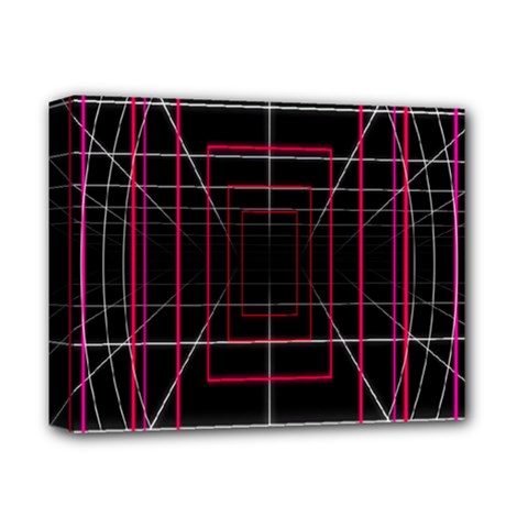 Retro Neon Grid Squares And Circle Pop Loop Motion Background Plaid Deluxe Canvas 14  X 11  by Mariart