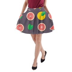 Wild Textures Grapefruits Pattern Lime Orange A-line Pocket Skirt by Mariart