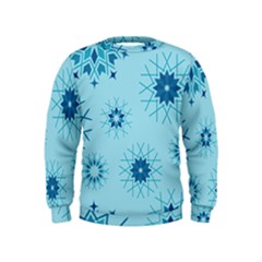 Blue Winter Snowflakes Star Kids  Sweatshirt by Mariart
