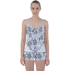 Grayscale Floral Heart Background Tie Front Two Piece Tankini by Mariart