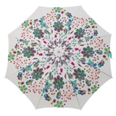 Prismatic Psychedelic Floral Heart Background Straight Umbrellas by Mariart