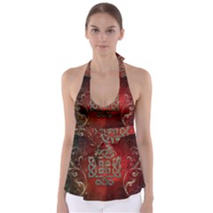 The Celtic Knot With Floral Elements Babydoll Tankini Top by FantasyWorld7