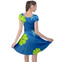 Flower Shamrock Green Blue Sexy Cap Sleeve Dress View2