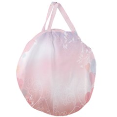 Love Heart Pink Valentine Flower Leaf Giant Round Zipper Tote by Mariart