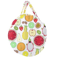 Mango Fruit Pieces Watermelon Dragon Passion Fruit Apple Strawberry Pineapple Melon Giant Round Zipper Tote by Mariart