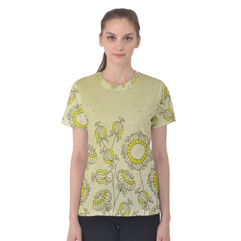 Sunflower Fly Flower Floral Women s Cotton Tee by Mariart