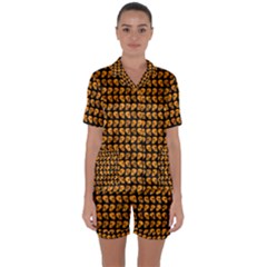 Halloween Color Skull Heads Satin Short Sleeve Pyjamas Set