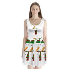 Cute Snowman Split Back Mini Dress  by Valentinaart