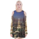 Paris At Night Velvet Long Sleeve Shoulder Cutout Dress View1