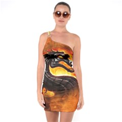 Dragon And Fire One Soulder Bodycon Dress
