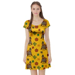 Thanksgiving Turkey  Short Sleeve Skater Dress