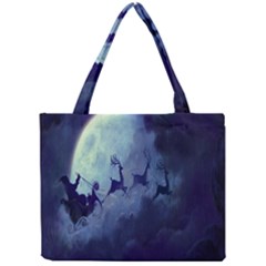 Santa Claus Christmas Night Moon Happy Fly Mini Tote Bag by Alisyart