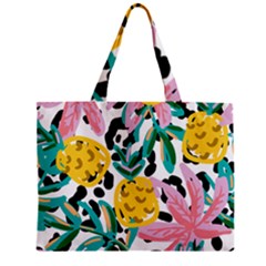 Fruit Pattern Pineapple Leaf Zipper Mini Tote Bag by Alisyart