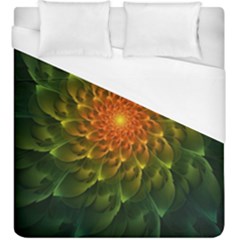 Beautiful Orange-green Desert Cactus Fractalspiral Duvet Cover (king Size)